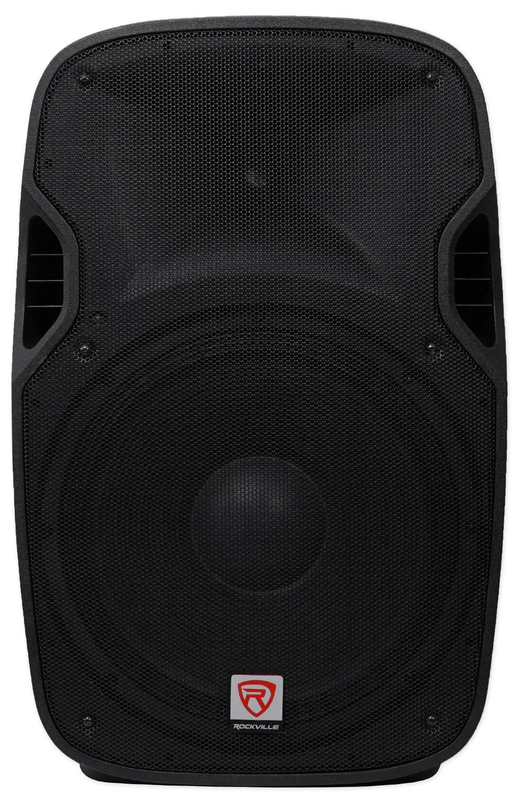 (2) Rockville SPGN154 15" 1600W DJ PA Speakers+Powered 4-Ch. Mixer+Stands+Cables