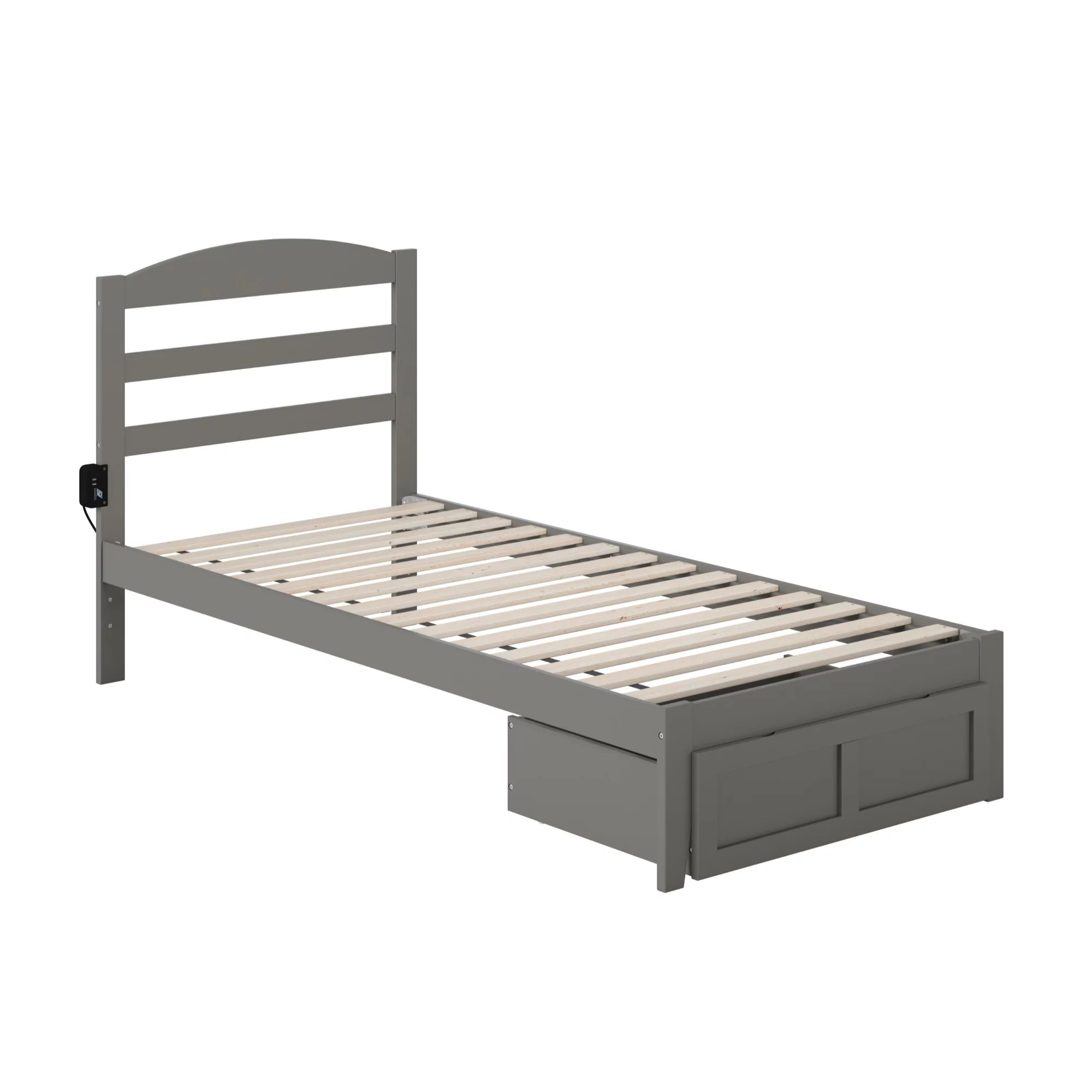 AFI Warren Solid Wood Traditional Twin Bed w/ Drawer in Gray