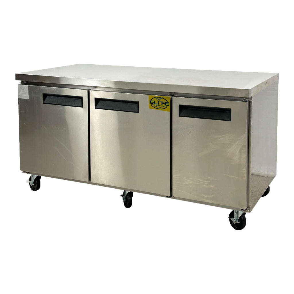 72 in. Commercial Undercounter Freezer 19 Cu.Ft. Stainless Steel Three-Door Commercial Freezer Heavy Duty
