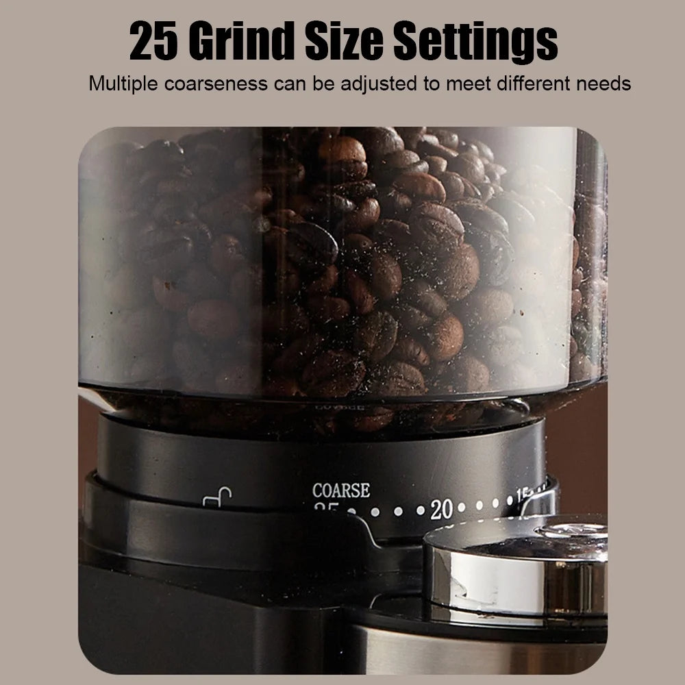 Aibecy Electric Burr Coffee Grinder Adjustable Automatic Conical Burr Mill Coffee Bean Grinder with 25 Grind Setting for 2-12 Cups Capacity French Press Drip Coffee and Espresso Black