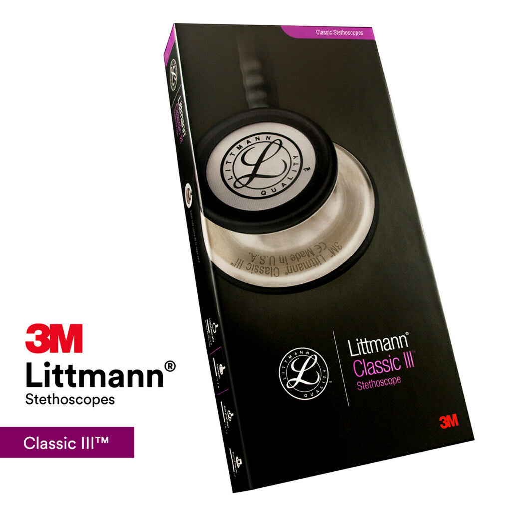 3M Littmann Classic III Stethoscope, Smoke-Finish, Black Tube, 27 inch, 5811