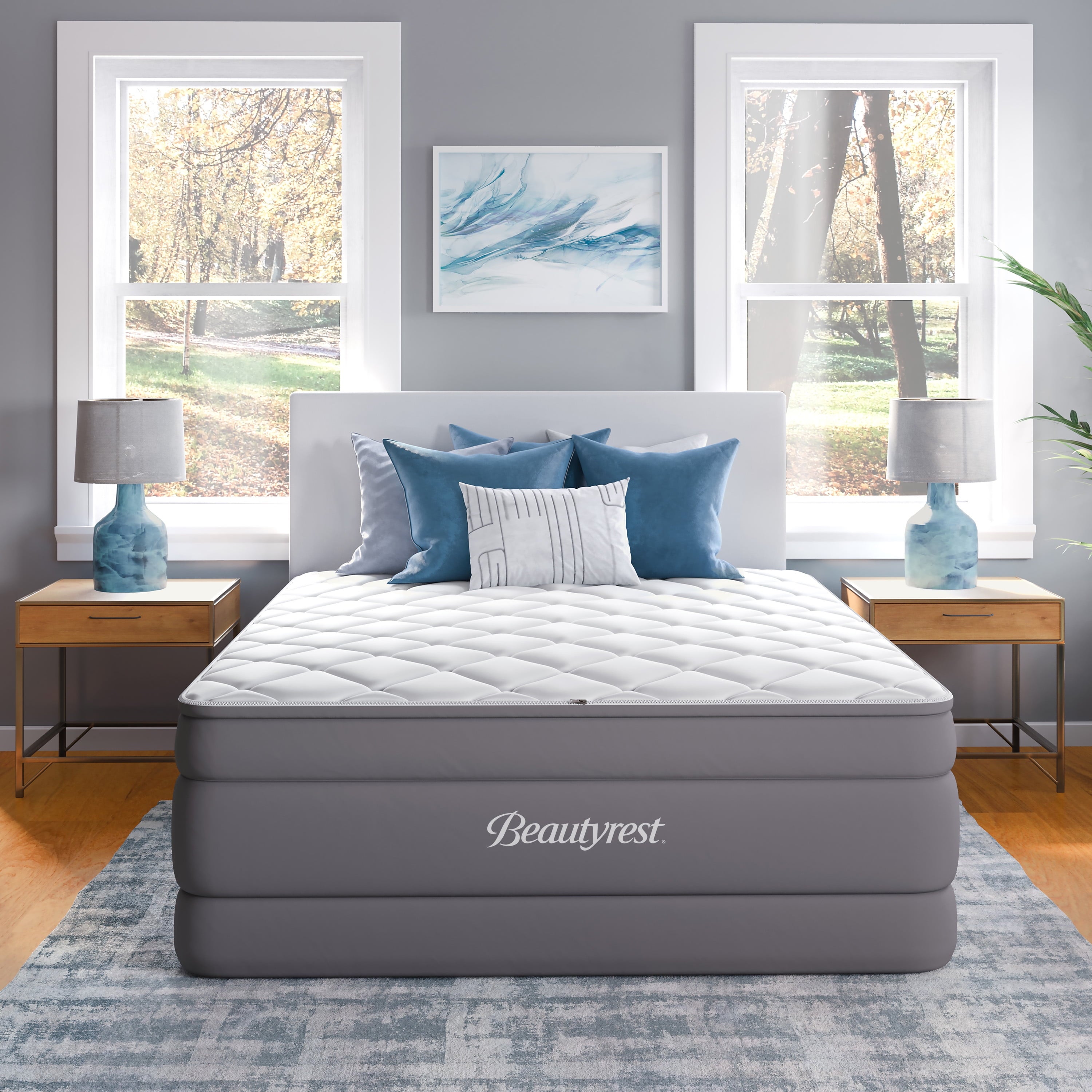Beautyrest 20" Cushion Aire Quilted Pillow Top Air Bed Mattress with Built-in Pump Queen