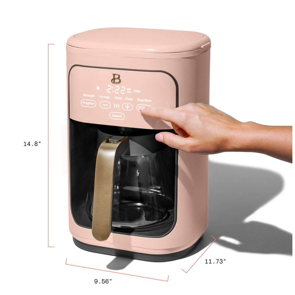 Beautiful 14-Cup Programmable Drip Coffee Maker with Touch-Activated Display, White Icing by Drew Barrymore