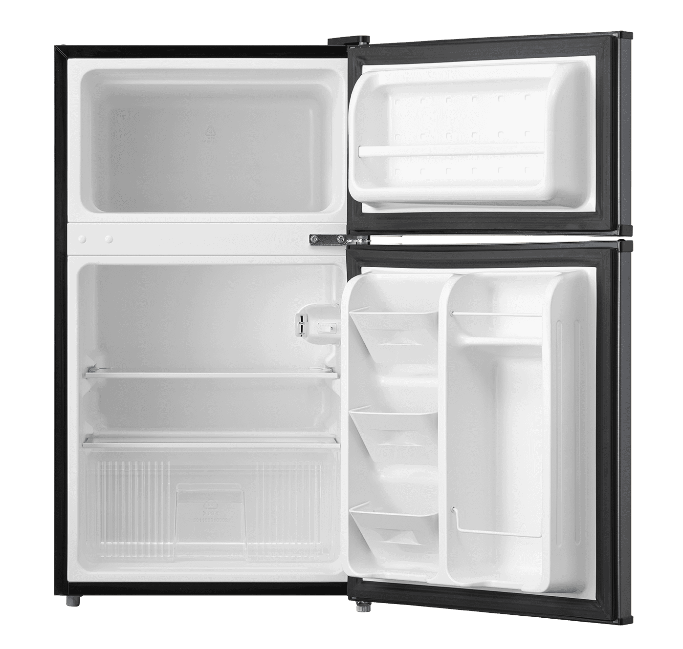 Arctic King 3.2 Cu ft Two Door Mini Fridge with Freezer, Black, E-Star, ARM32D5ABB