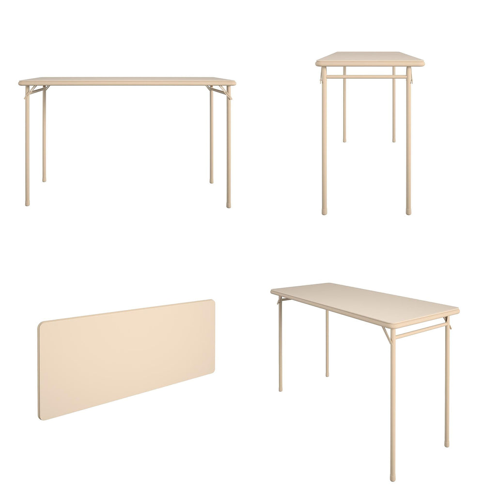 20" x 48" Vinyl Upholstered Steel Frame Folding Table Antique Linen