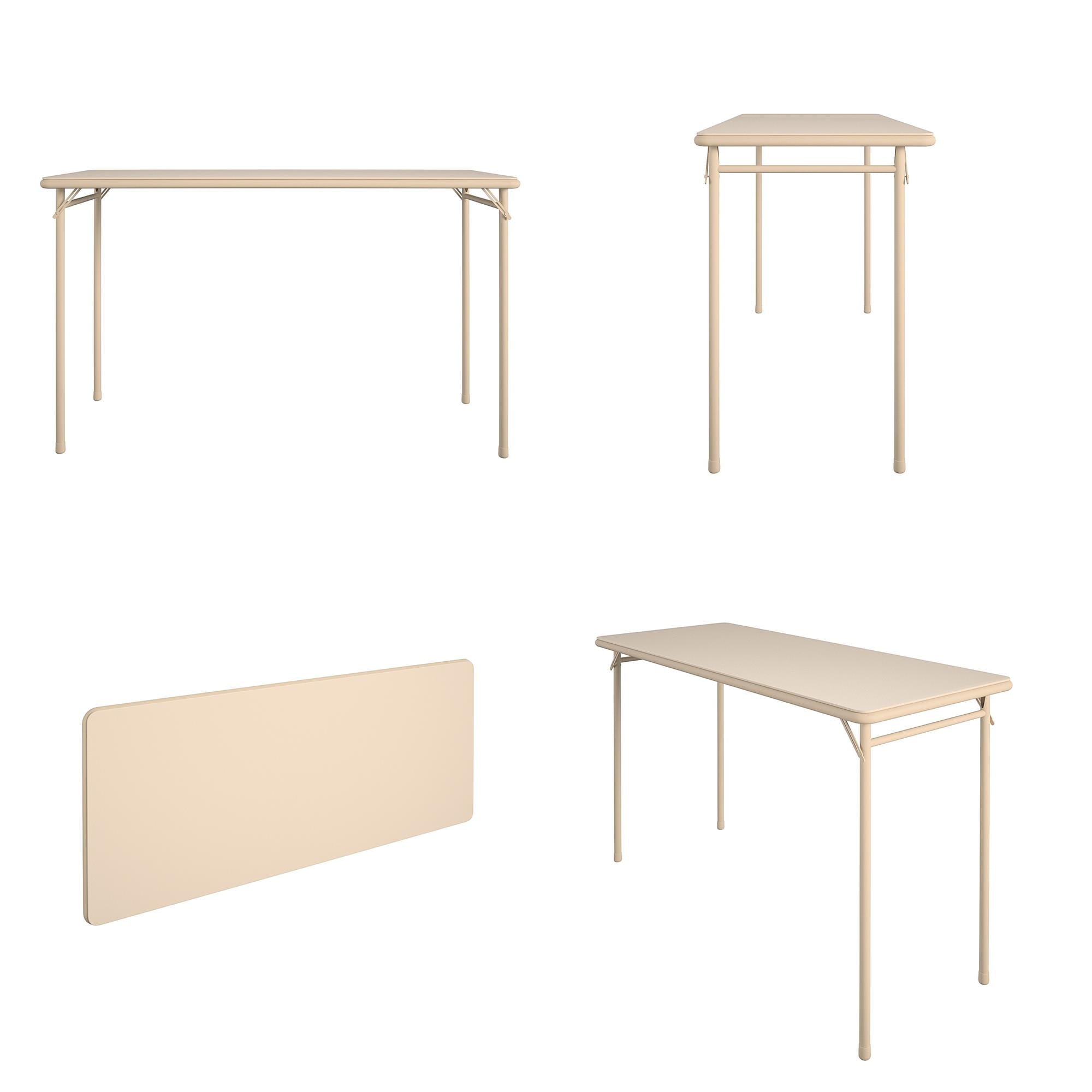 20" x 48" Vinyl Upholstered Steel Frame Folding Table Antique Linen