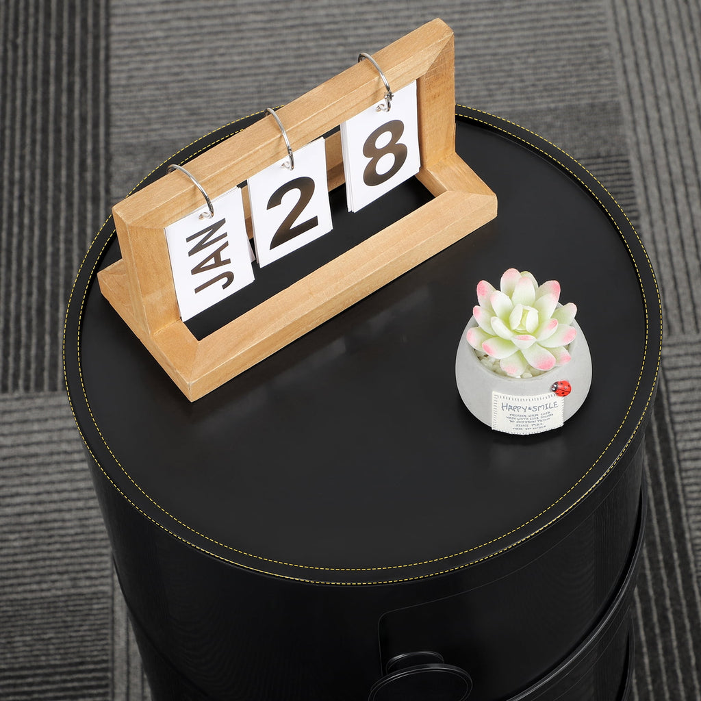 3 Drawer Sliding Barrel Modern Bedroom Nightstand, White