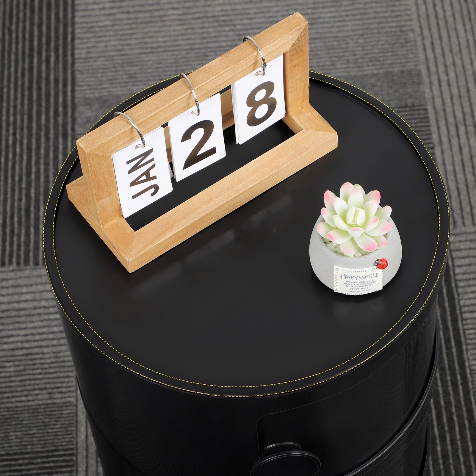 3 Drawer Sliding Barrel Modern Bedroom Nightstand, White