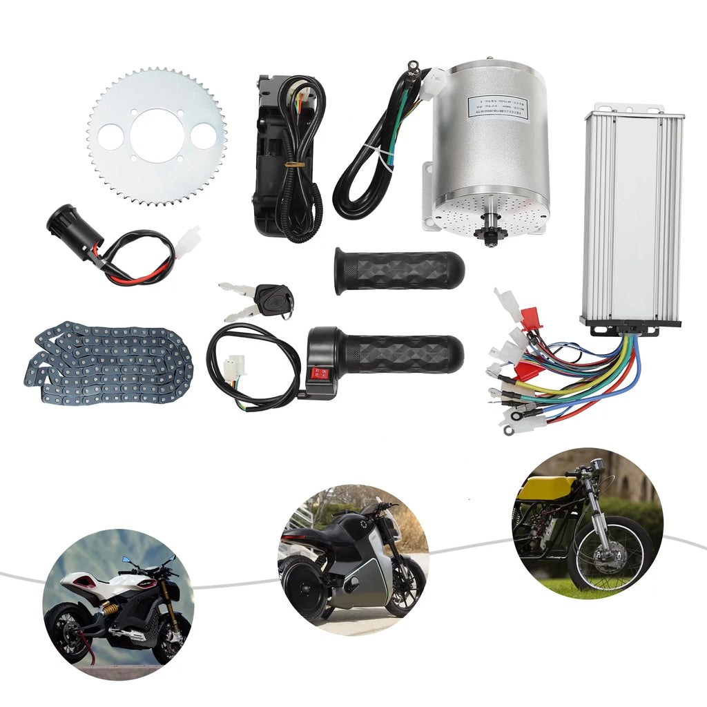 Aiqidi 48-72V 3000W Brushless Motor Kit w/Controller&Throttle for Electric Scooter E Bike Engine Motorcycle DIY Part Conversion