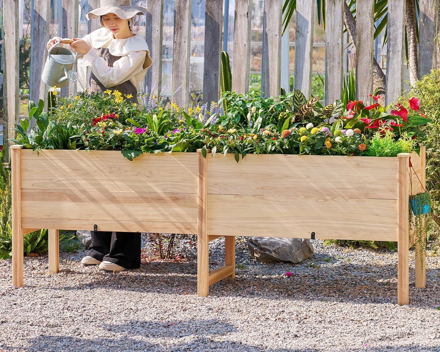 AMERLIFE Raised Garden Bed 4x2x2.6 ft Large Capacity Planter with Drain Hole for Growing Plants