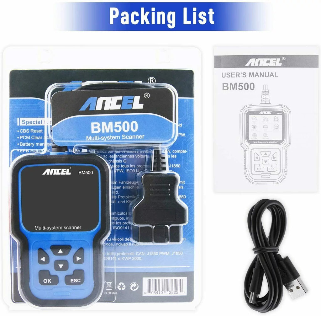 ANCEL BM500 OBD2 Scanner For BMW Mini Car Diagnostic Tool ABS SRS TCM 4WD HVAC IMMO System For BMW/CBS EPB ETC BMS PCM Oil Reset