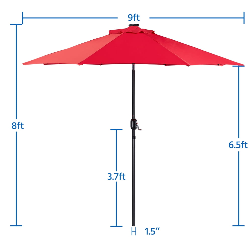 Alden Design 7.5ft Standard Patio Umbrella with LED Lights, Tan