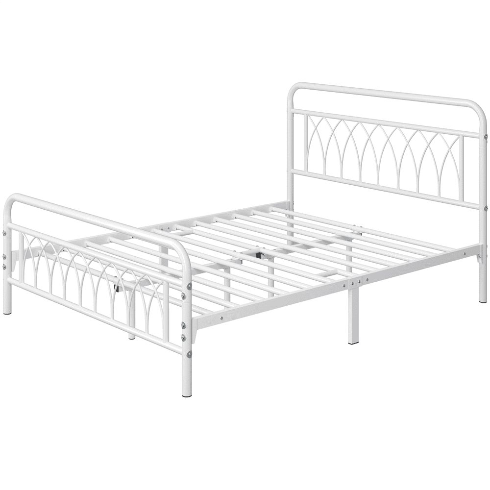 Alden Design Metal Platform Bed Frame with Headboard and Footboard, Twin, Antique Gold