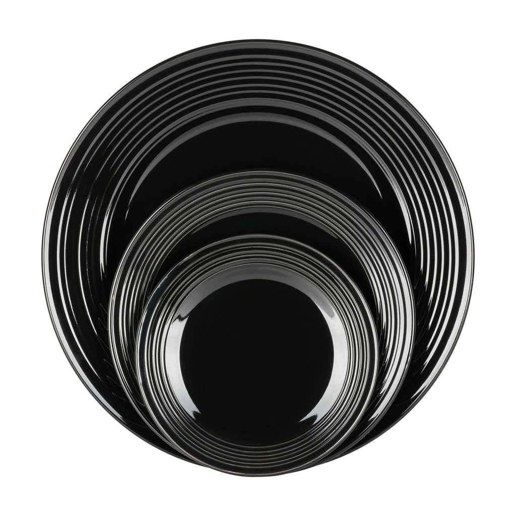 10 Strawberry Street Nova Black Round 62-Piece Stoneware Dinnerware Set, Service for 6