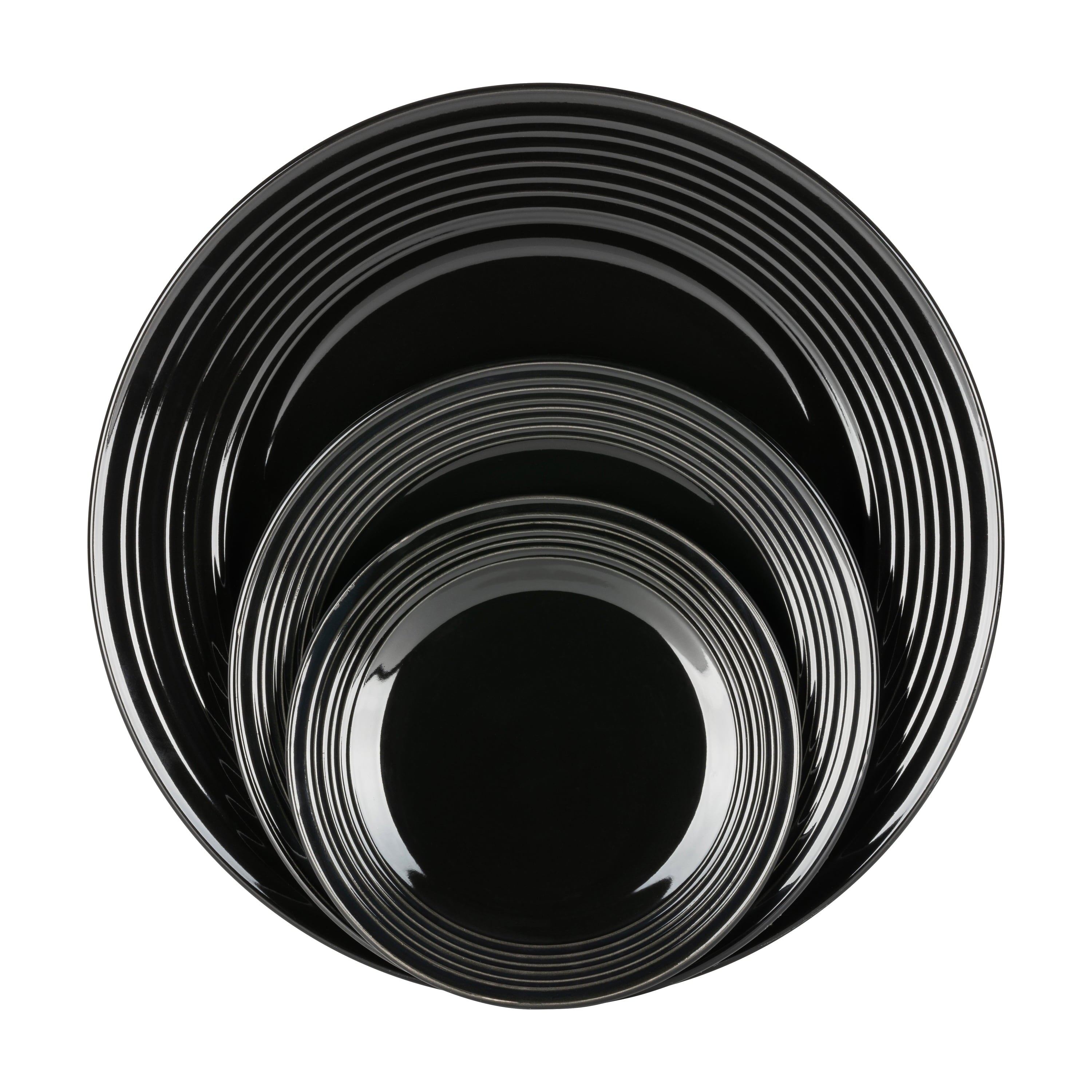 10 Strawberry Street Nova Black Round 62-Piece Stoneware Dinnerware Set, Service for 6