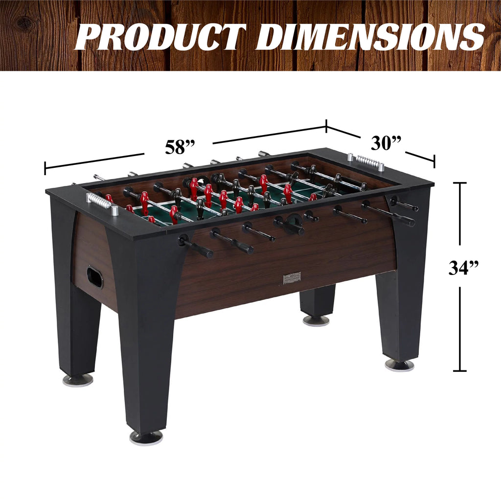 Barrington 58” Richmond Foosball Table Competition Size, Accessories Included, Brown/Black