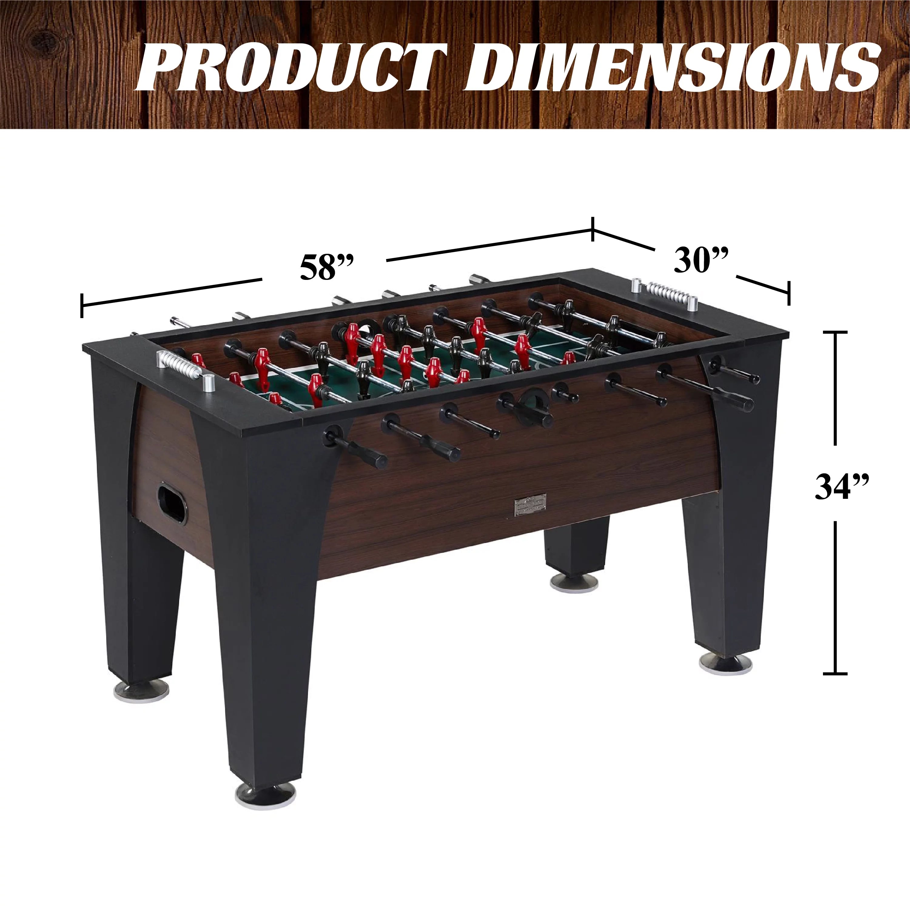 Barrington 58” Richmond Foosball Table Competition Size, Accessories Included, Brown/Black