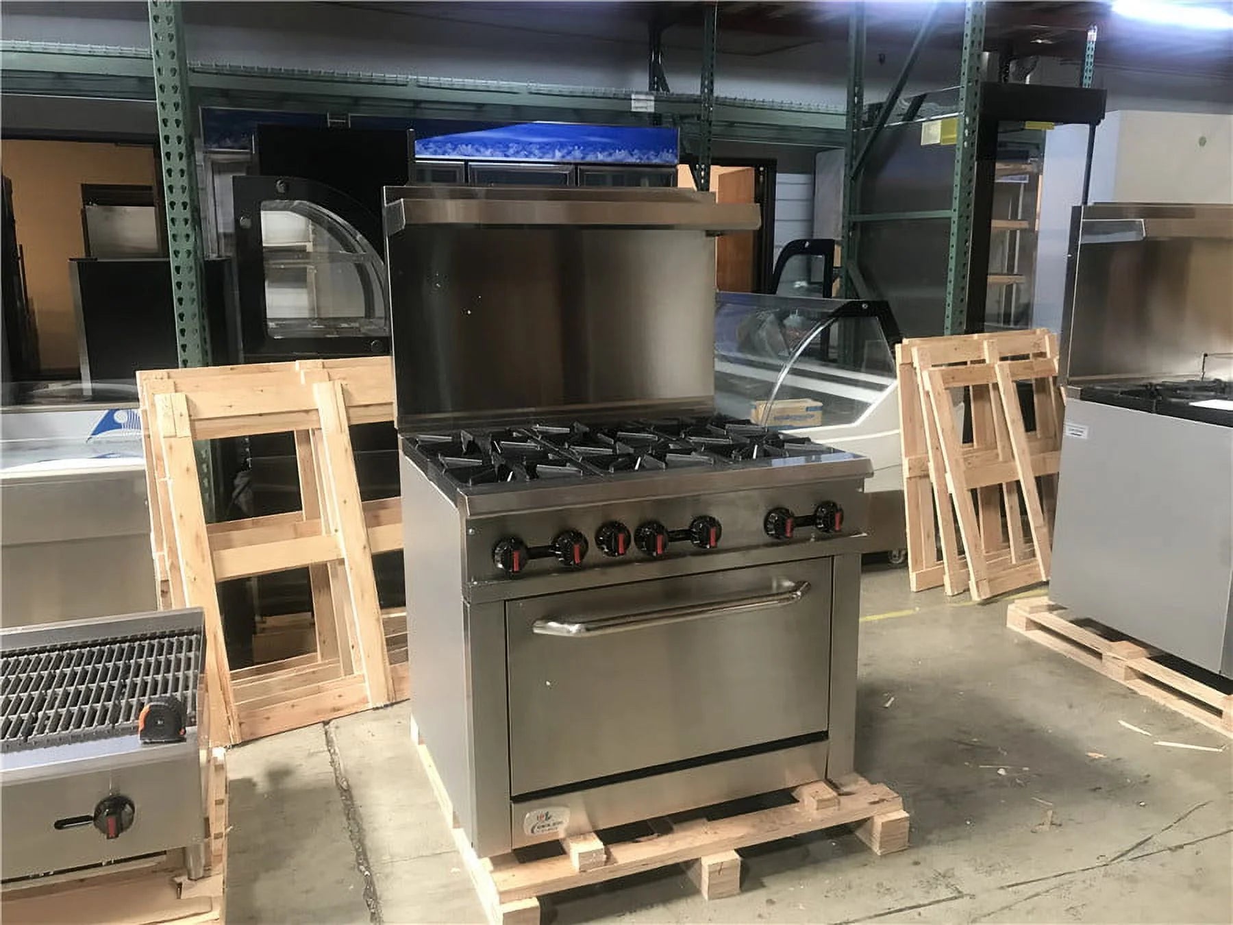 36" Width, 6 Burners, Commercial Range & Oven,  Natural Gas and Propane, NSF/ETL Certified, Thermostat, Stainless Steel Galvanized and Cast iron Grate For Restaurant Heavy Duty, 211000 BTU