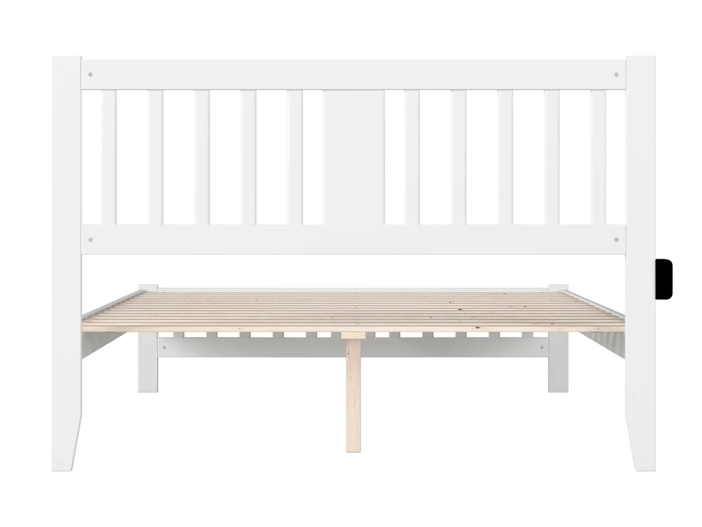 AFI Tahoe 14" Queen Wood Platform Bed with Slatted Headboard and Footboard, White