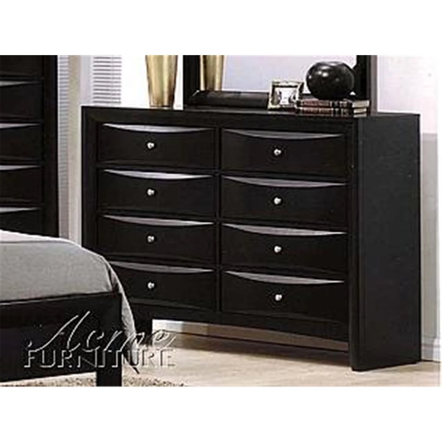 ACME Ireland Rectangular Wood 8-Drawer Storage Dresser in Black