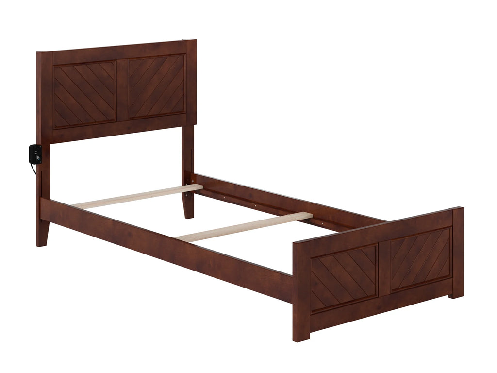 AFI Canyon Walnut Solid Wood Foundation Bed Frame with Matching Footboard, Twin XL