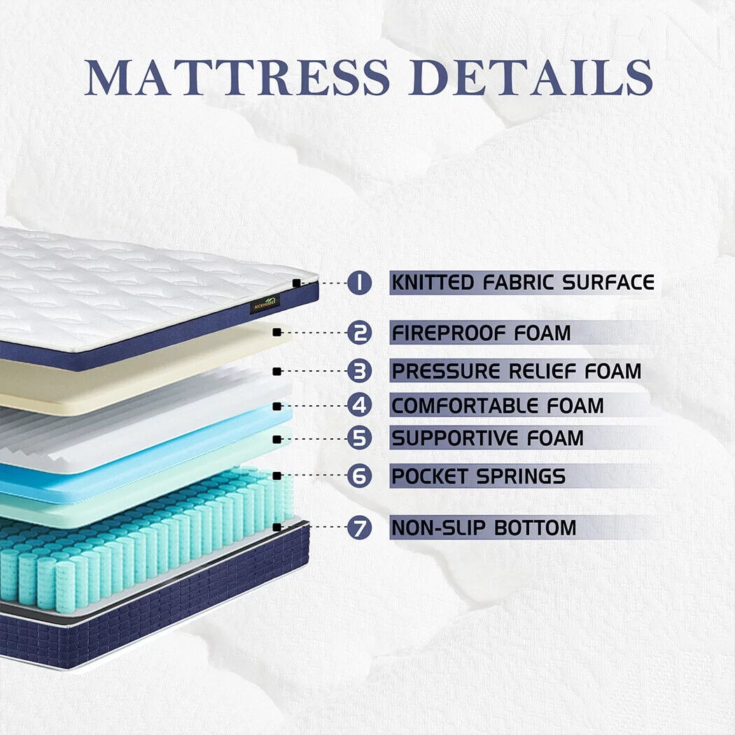 AICEHOME 14 inch Gel Memory Foam Hybrid Mattress Pocket Spring in a Box Medium Firm,King Mattress