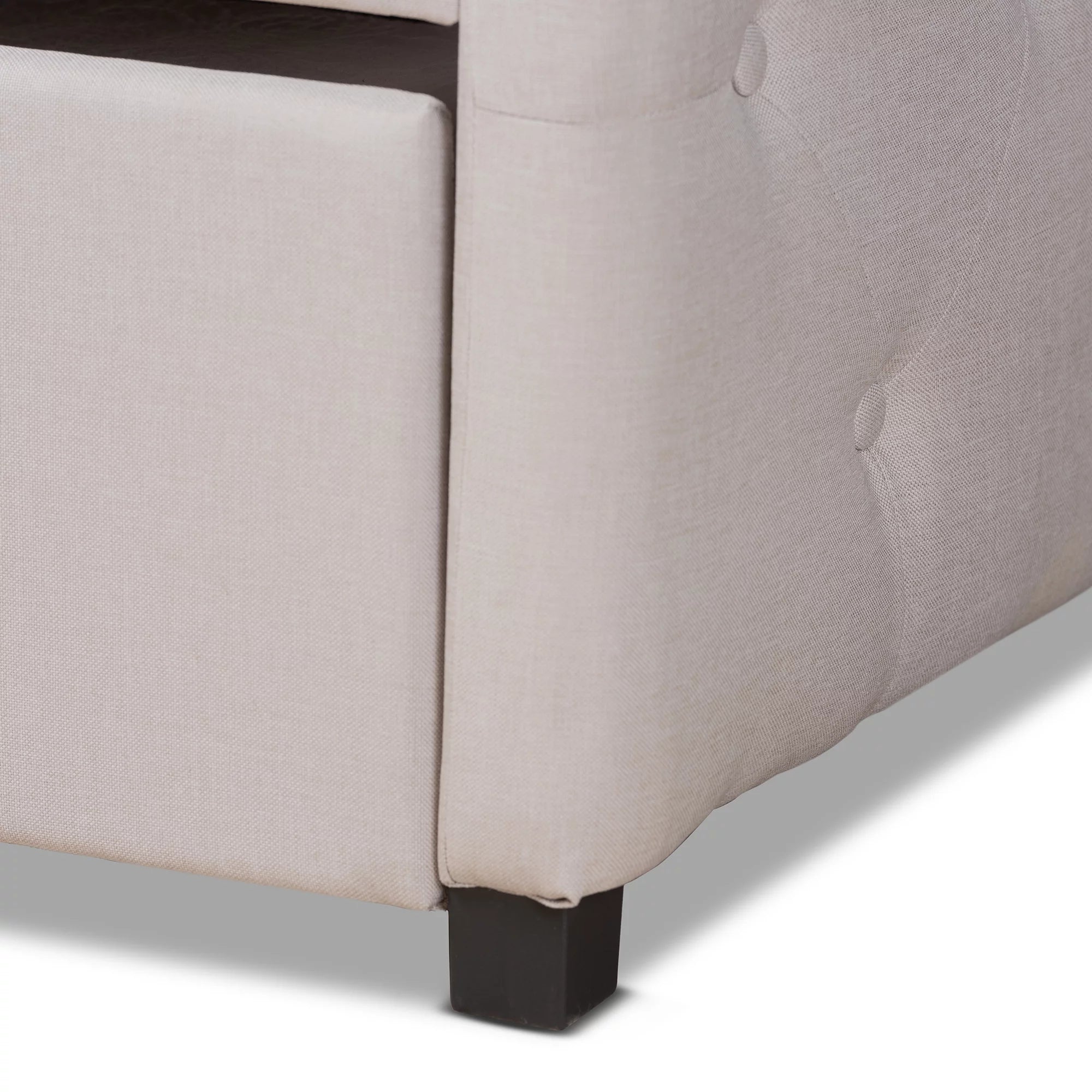 Baxton Studio Becker Transitional Upholstered with Trundle Daybed, Twin, Beige/Black