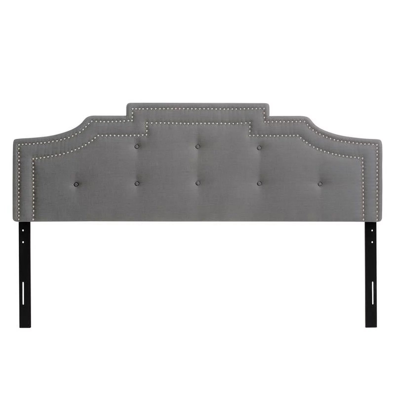 Atlin Designs Crown Silhouette Tufted Modern Fabric King Headboard in Light Gray
