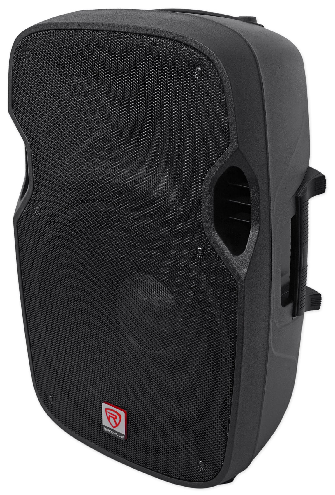 (2) Rockville SPGN154 15" 1600W DJ PA Speakers+Powered 4-Ch. Mixer+Stands+Cables