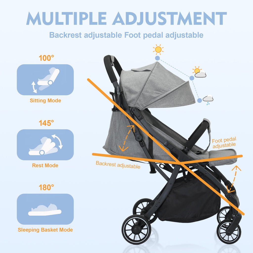 Baby Stroller, 2 in 1 Convertible Baby Stroller Folding Infant Newborn Reversible Bassinet Pram