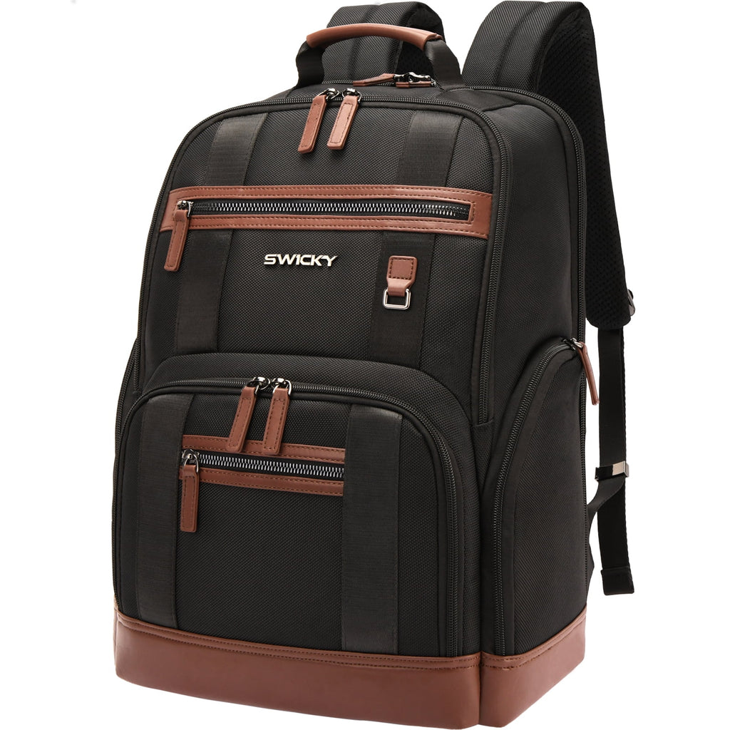 Aokur Unisex Expandable Travel Backpack, 17.3" Laptop Backpack with USB Charger Port, 50L Hiking Backpack with Shoes Compartment, Dry Wet Pocket, TSA Friendly Flight Approved Daypack Black