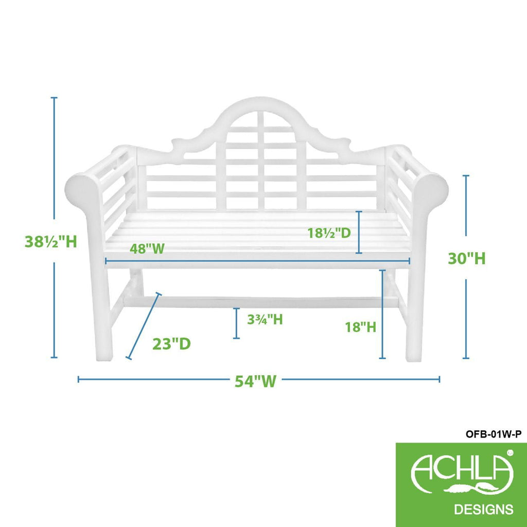 Achla 4-Feet Lutyens Bench - White