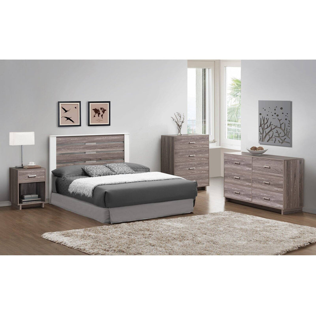 Ameriwood Home Lennon Tall 5 Drawer Dresser, Medium Brown and Faux Rattan