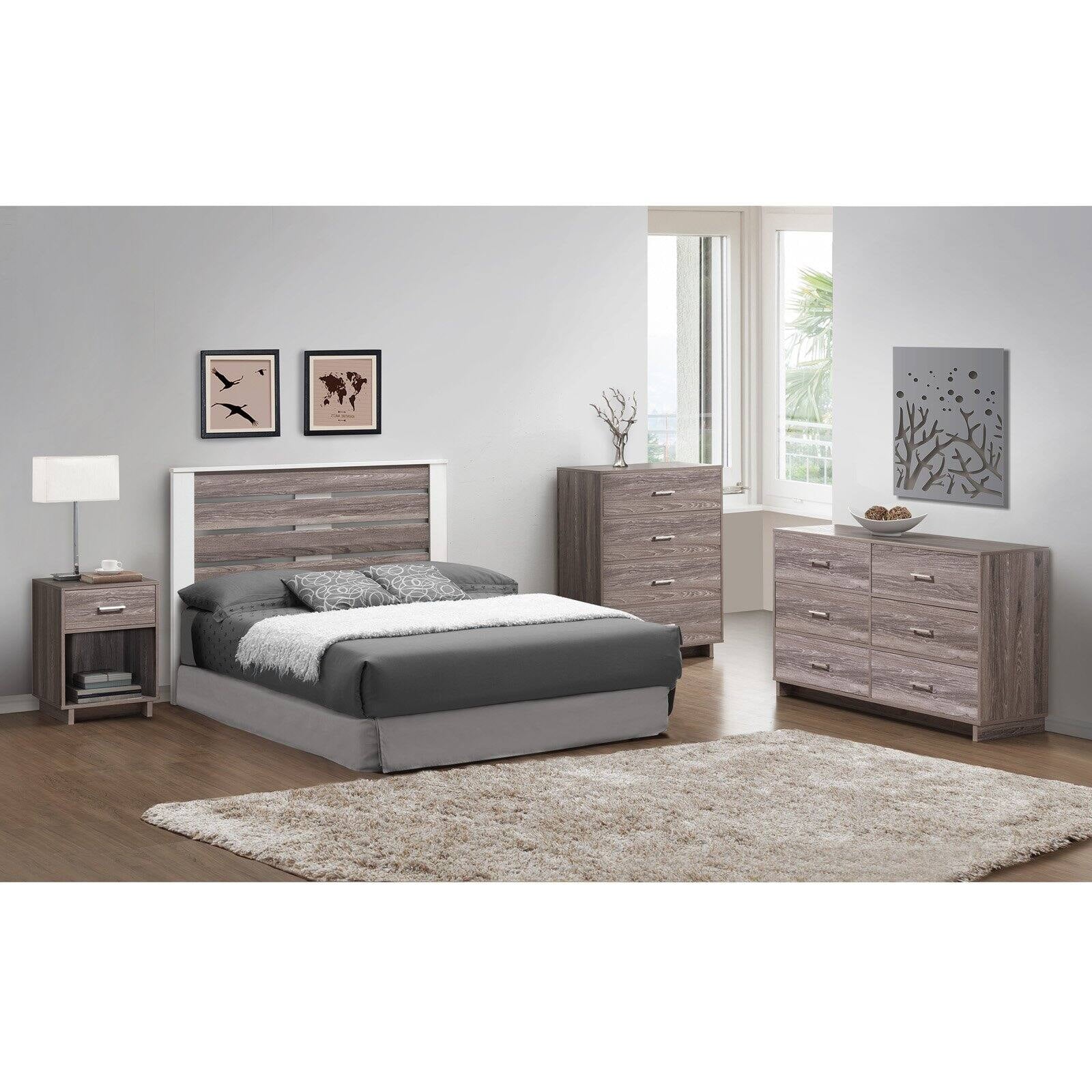 Ameriwood Home Lennon Tall 5 Drawer Dresser, Medium Brown and Faux Rattan