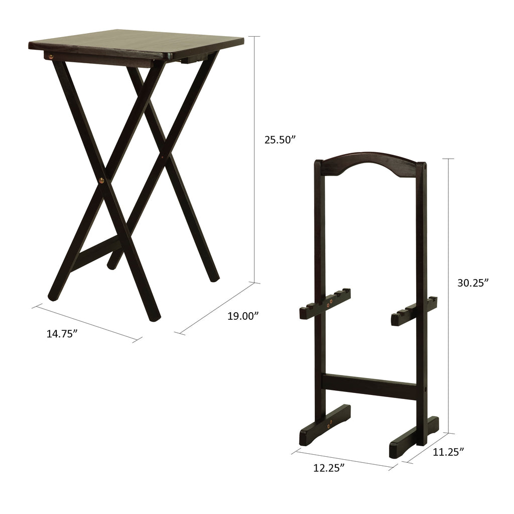 5 Piece TV Tray Table Set in White (4 Trays, 1 Stand)