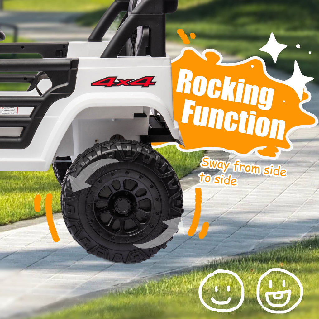 24V 2 Seater Kids Ride On Car Truck with 20" Extra Wide Seat, 4WD/2WD Switchable Kids Electric Vehicle with 4x100W Powerful Engine, Remote Control, Soft Brake, Music, Suspension, LED Light (Pink)