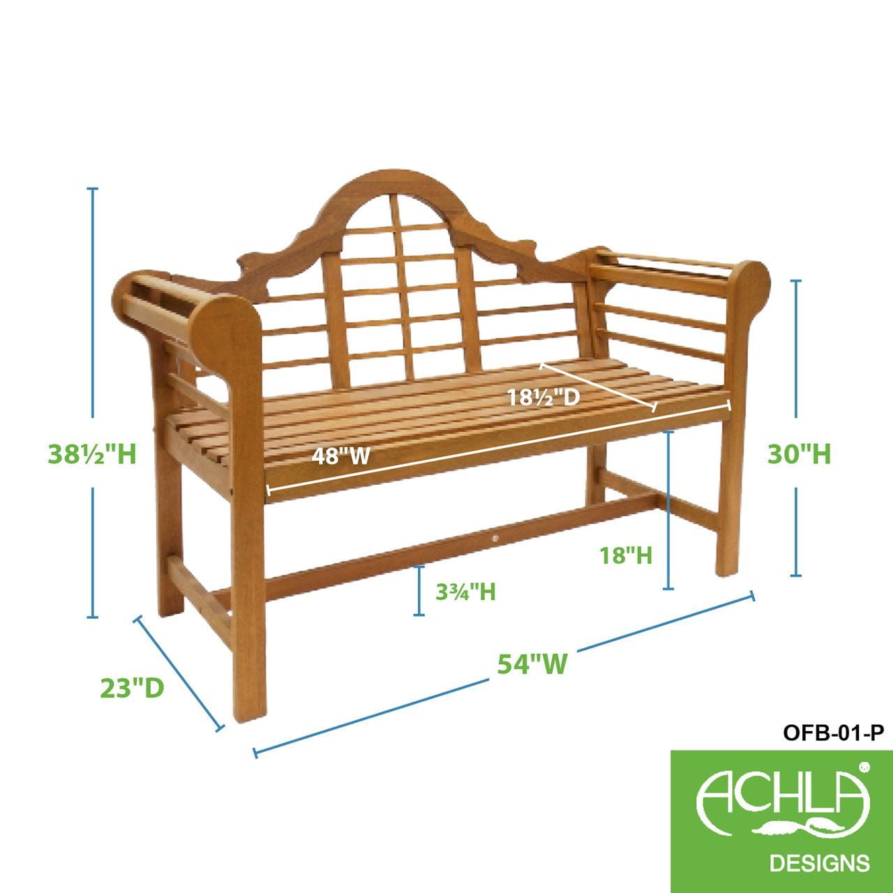 Achla 4-Feet Lutyens Bench - Natural