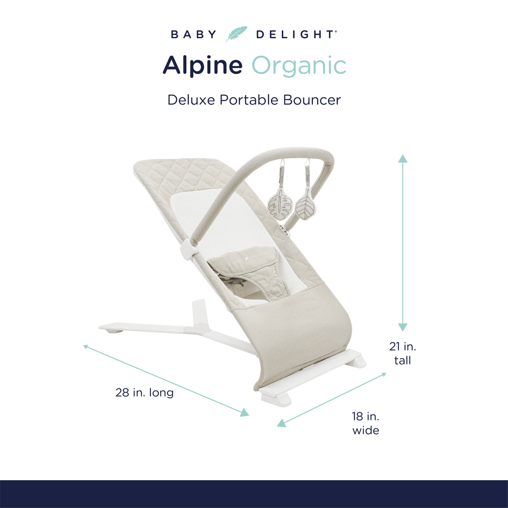 Baby Delight Alpine Deluxe Portable Baby Bouncer, for Infants 0-6 Months, Organic Oat