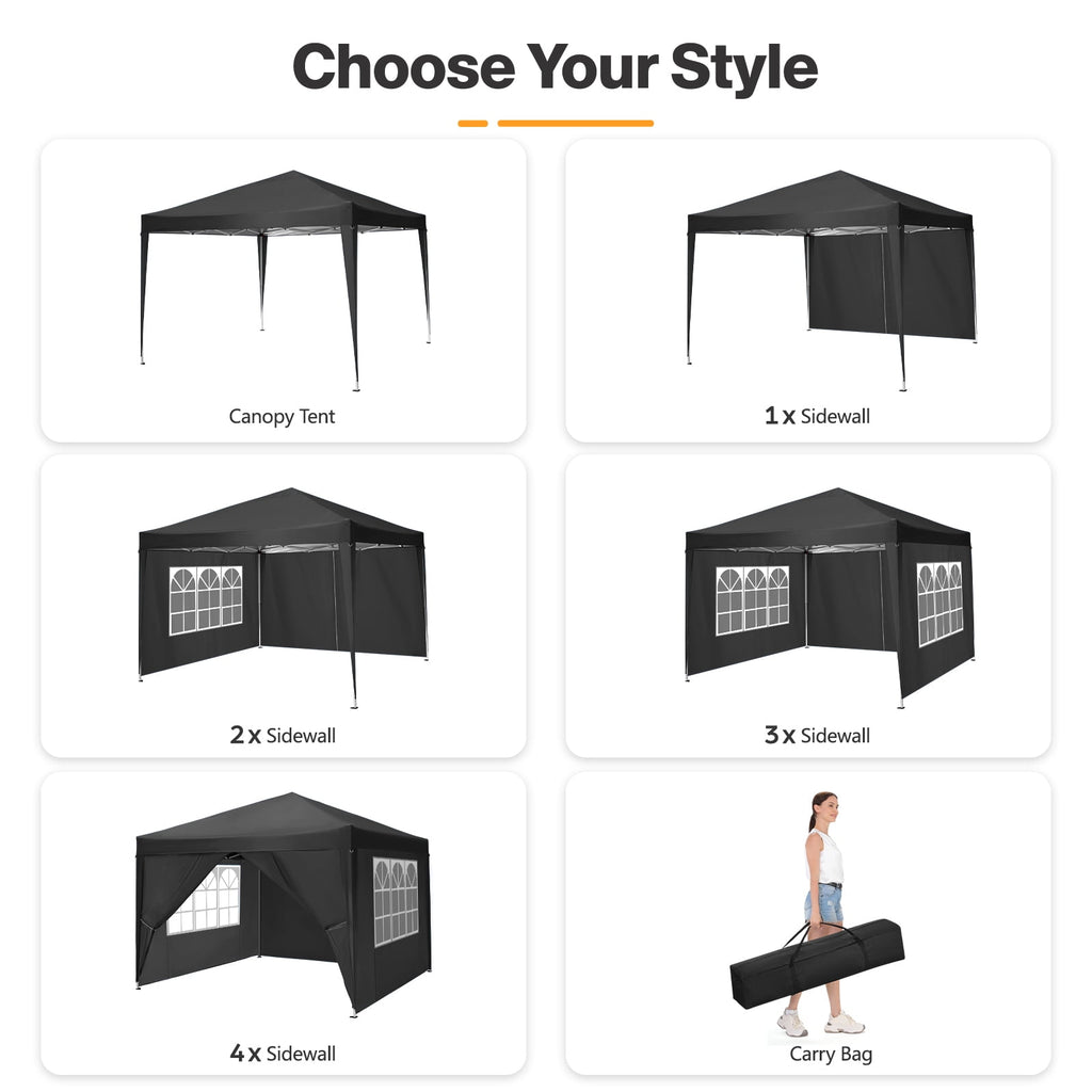 10'x 10' Pop up Canopy 1 Person Setup Canopy Portable Outdoor Party Instant Shelter with 4 Removable Sidewalls & Carrying Bag for Wedding Picnics Camping, White