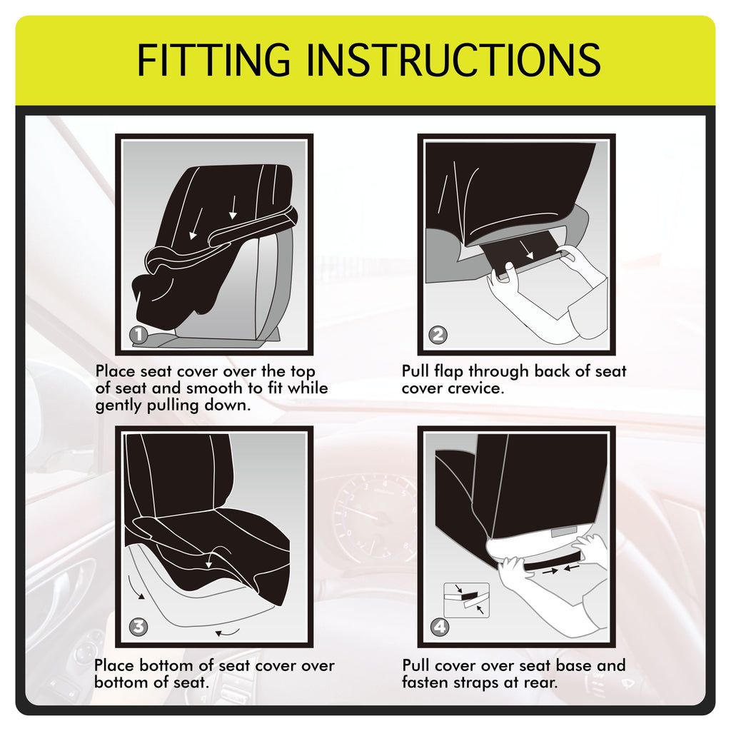 Auto Drive Universal Fit Black,White Cow Faux Leather Car Seat and Headrest Cover, Set of 2