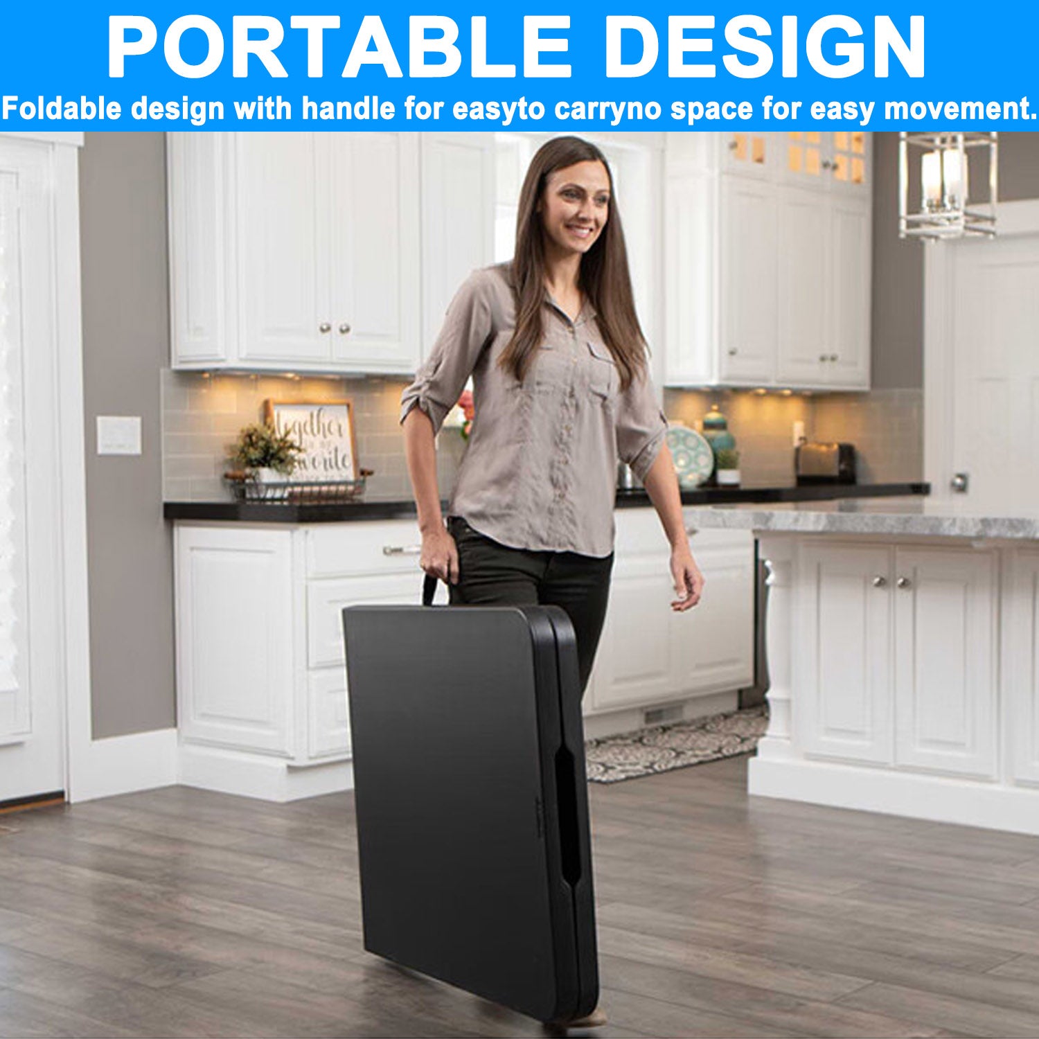 6 ft Rectangular Plastic Folding Table for Indoor Outdoor,Parties, Weddings, BBQs, Camping,Black