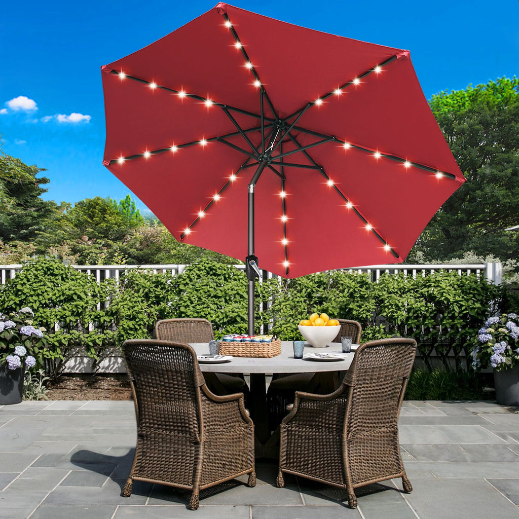 ABCCANOPY 7.5ft Patio Solar Umbrella LED Outdoor Umbrella with Tilt and Crank, Turquoise