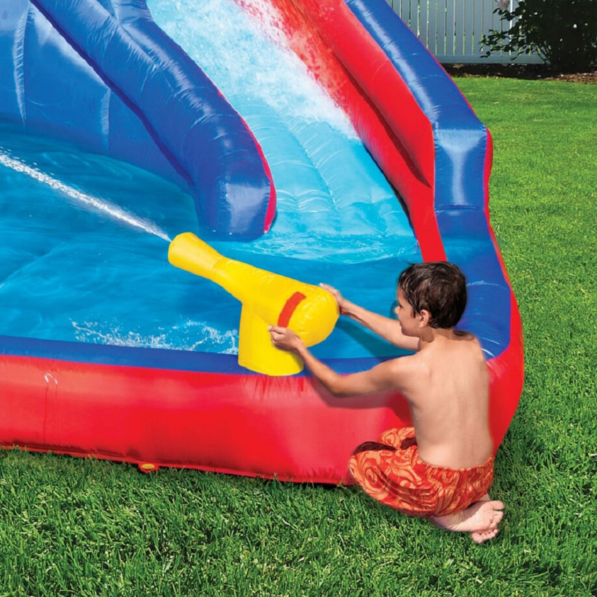 Banzai Hydro Blast Inflatable Play Water Park with Slides and Water Cannons