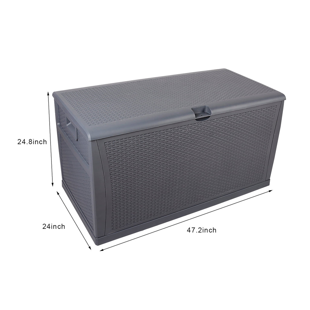 120 Gallon Deck Box, Large Patio Resin Waterproof Storage Box Outdoor Bin Container for Patio Cushions, Outdoor Furniture, Garden Tools and Pool Toys