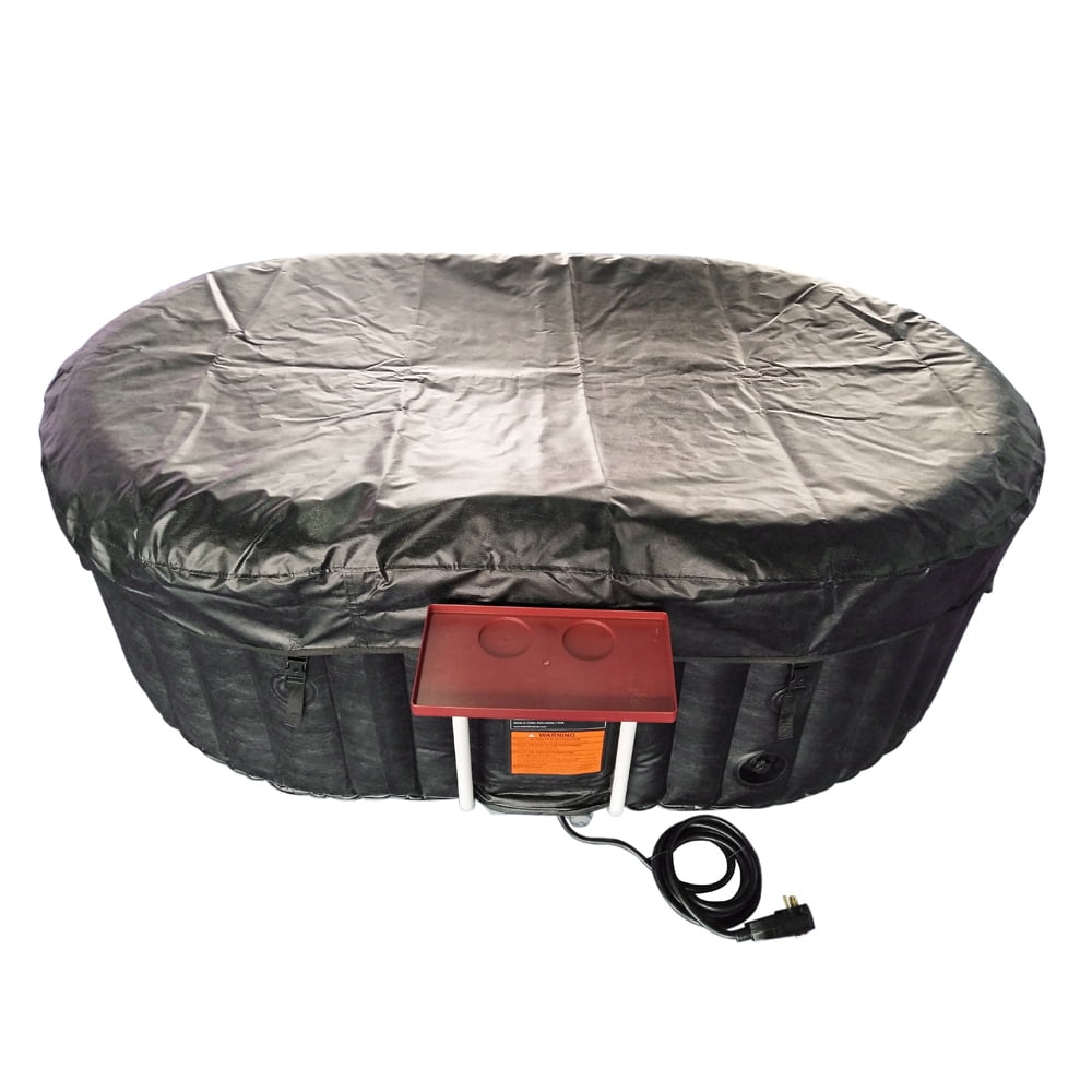 ALEKO 145 Gallon 2 Person Brown Oval Inflatable Jetted Hot Tub with Cover