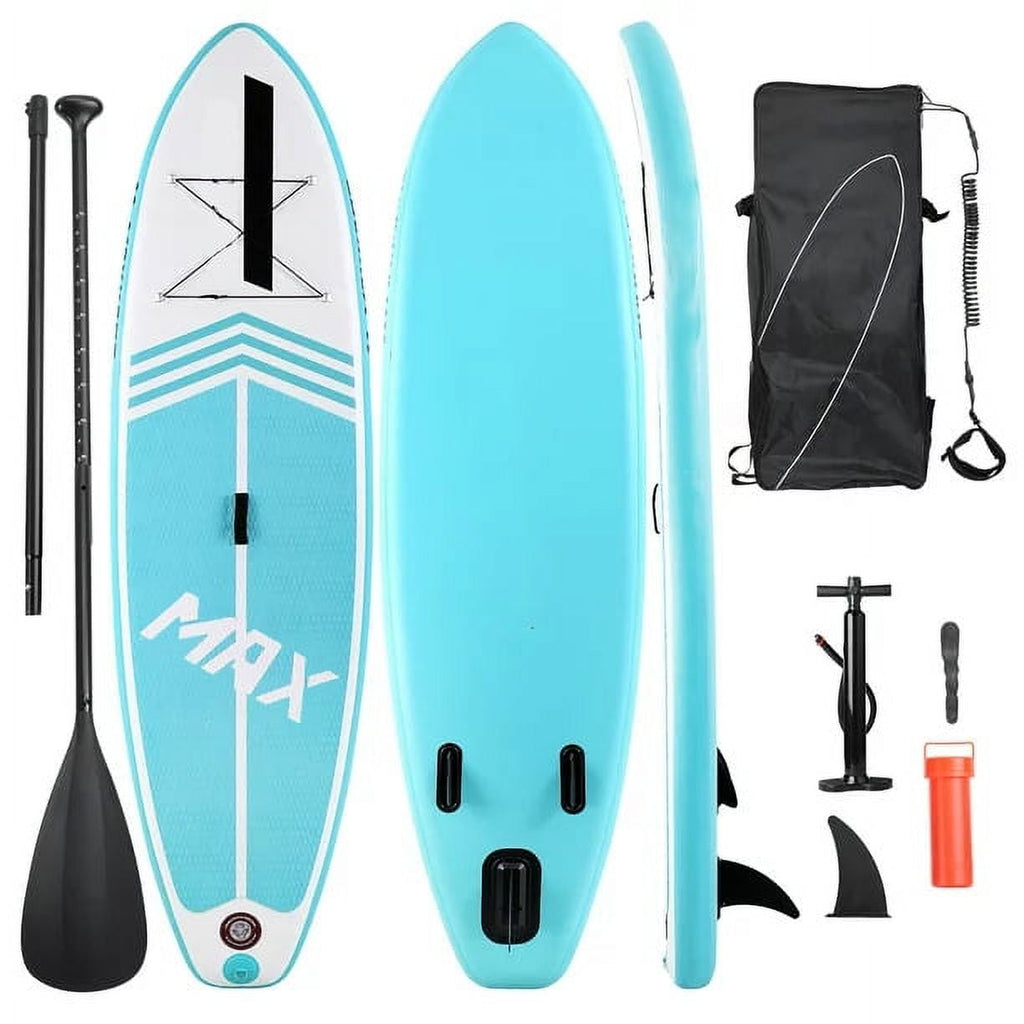 10' Inflatable Stand up Paddle Board 6' Thick  SUP Paddle Board with Paddleboard Accessories Triple Action Pump Fishing Green