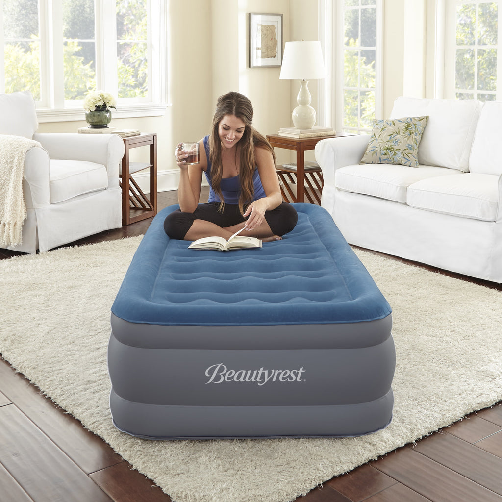 Beautyrest Extraordinaire 18" Queen Inflatable Blow up Air Bed Mattress with Built-in Pump