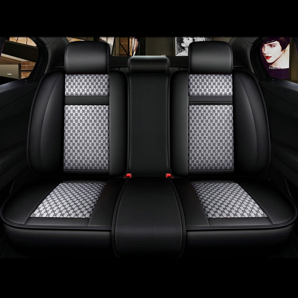 Aotiyer Universal Car Seat Covers 5PCS Full Set Car Seat Covers Accessories Breathable Leather Automotive Seat Covers for Most Cars SUVs Pick-up Trucks