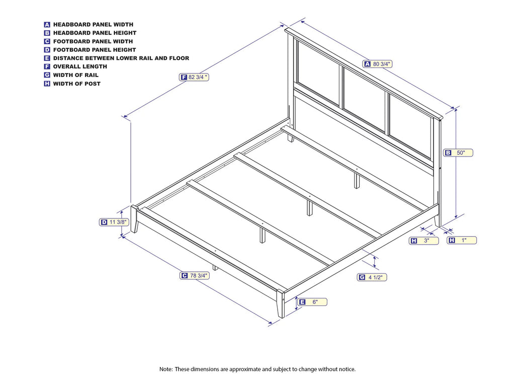 AFI Madison King Solid Wood Traditional Bed with Panel Headboard in Grey