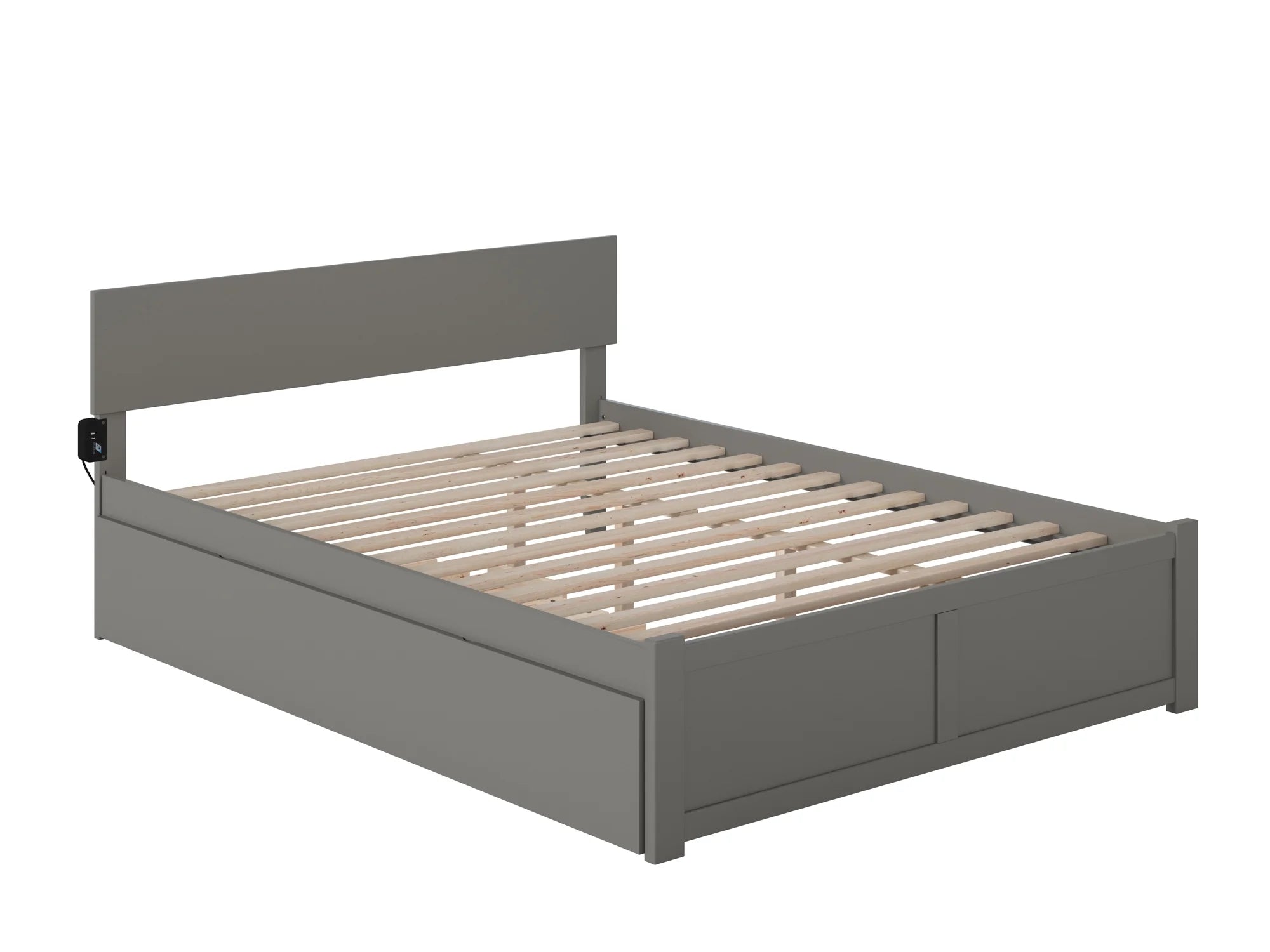 AFI Orlando Queen Wood Platform Bed with Headboard Footboard & Twin XL Trundle, Grey